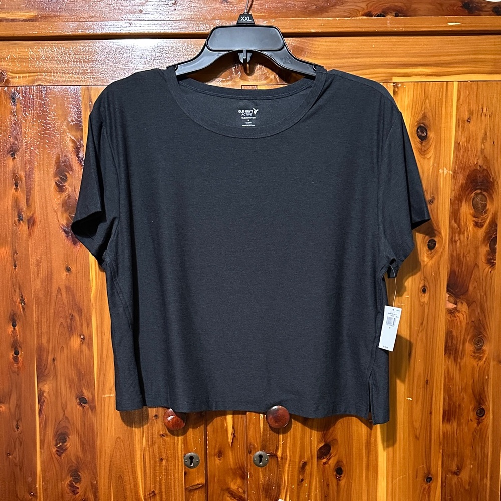 Old Navy Black/Charcoal Active Quick Dry Short Sleeve Tee Medium